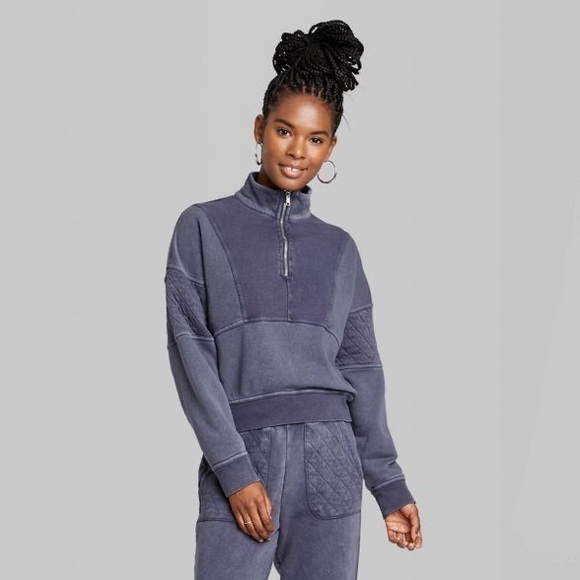 Wild Fable Quarter Zip Quilted Sleeve 